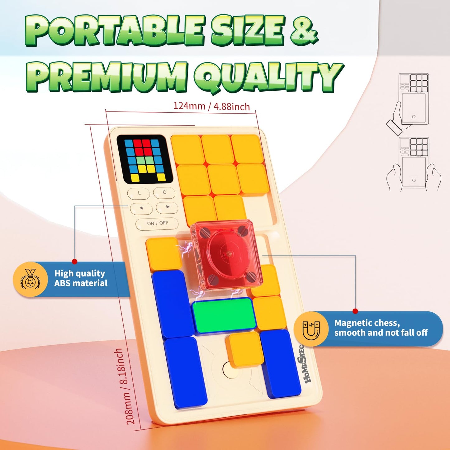 Homestec Super Slide Puzzle, Hand Held Travel Games For Kids, Brain Teaser Toys Road Trip Activities For Boys Girls Adults, Birt
