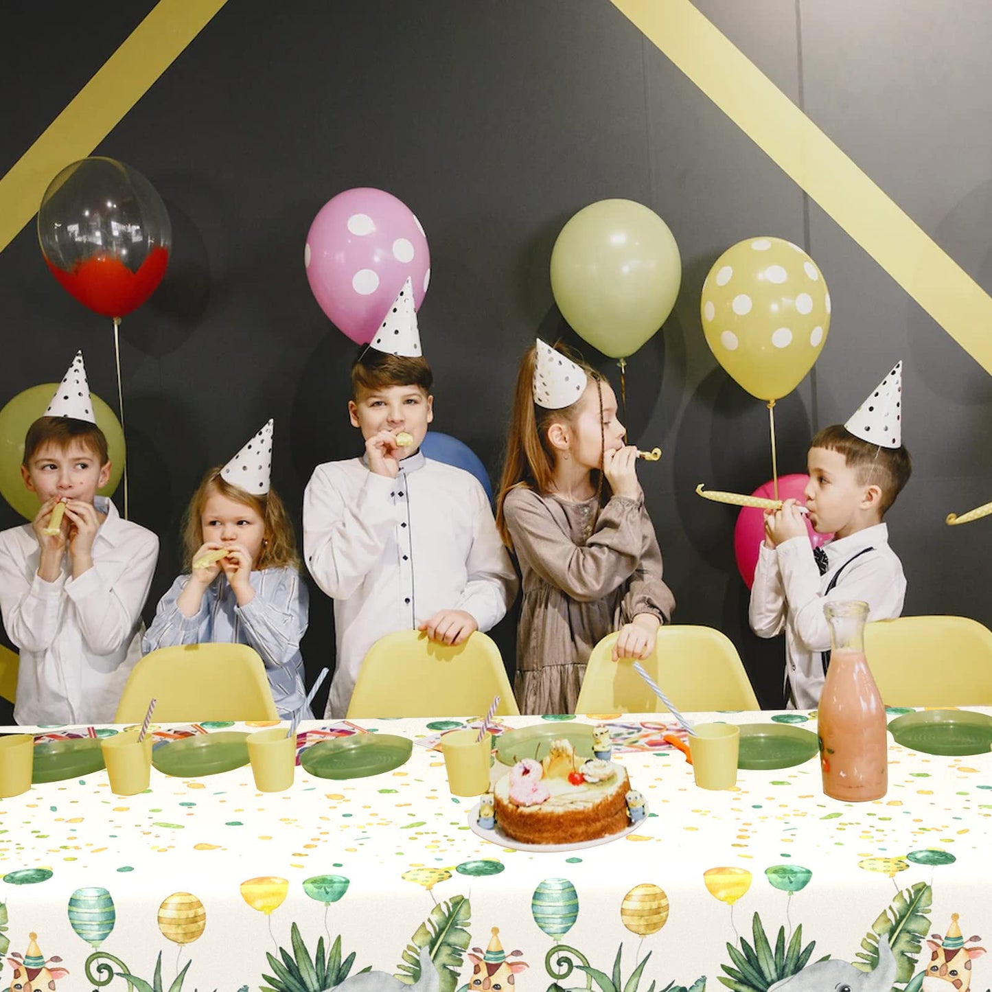 Wpensky Jungle Safari Table Cloth, Jungle Theme Tablecloth, 1PC Jungle Animal Party Tablecloth for Kids Boys Girls Birthday Part