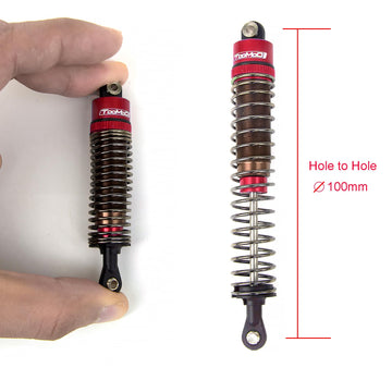 TOOMOD 1/10 RC Oil Filled Shock Absorbers Kit, Aluminum, 100mm, Red, Model TM-100BZ-RD for Tamiya, Axial, TRX