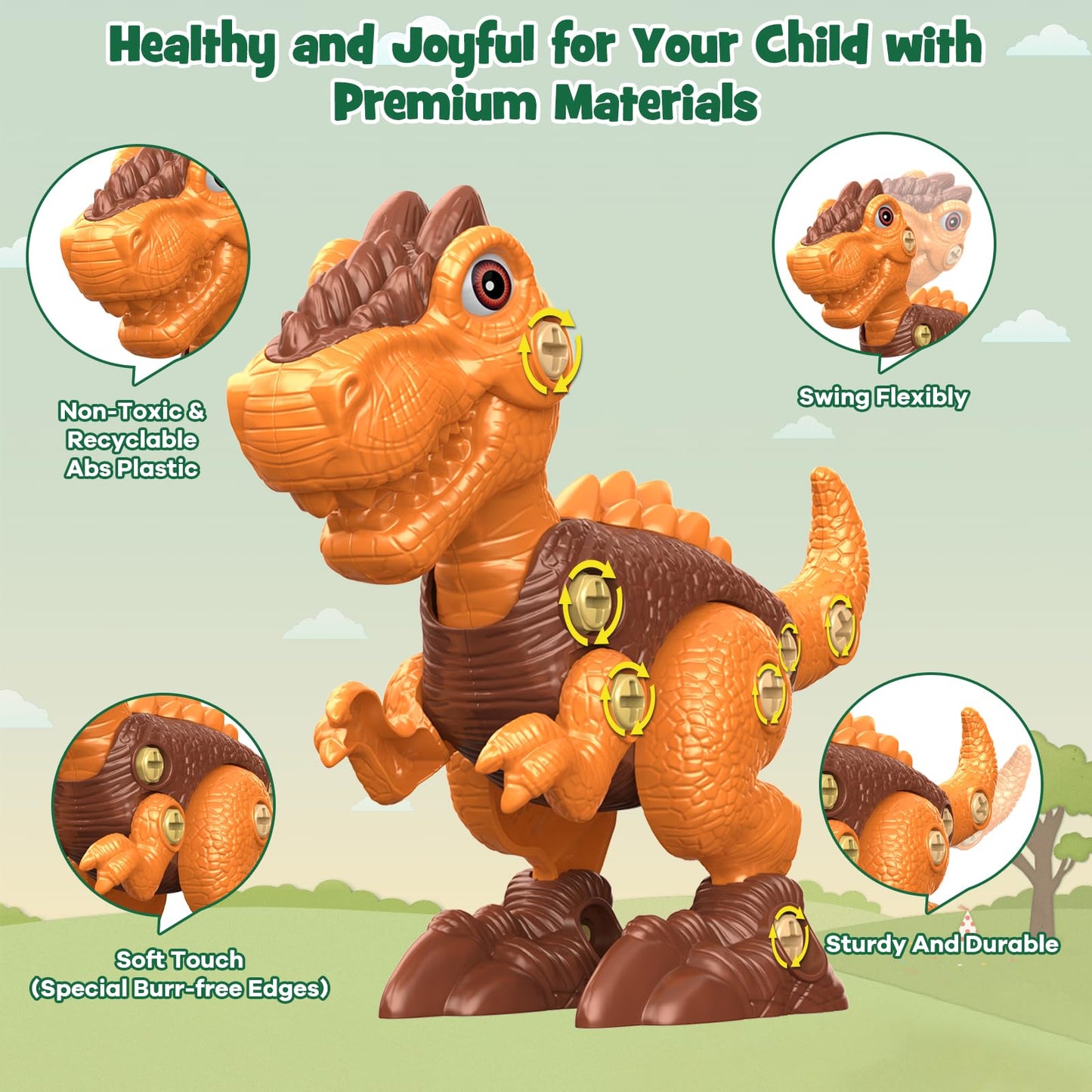 Laradola Dinosaur Toys For 4 5 6 7 8 Year Old Boys, Take Apart Dinosaur Toys For Kids 3-5 5-7 Stem Construction Building Kids Toys With Electric Drill, Party Birthday Gifts (Blush Pink)