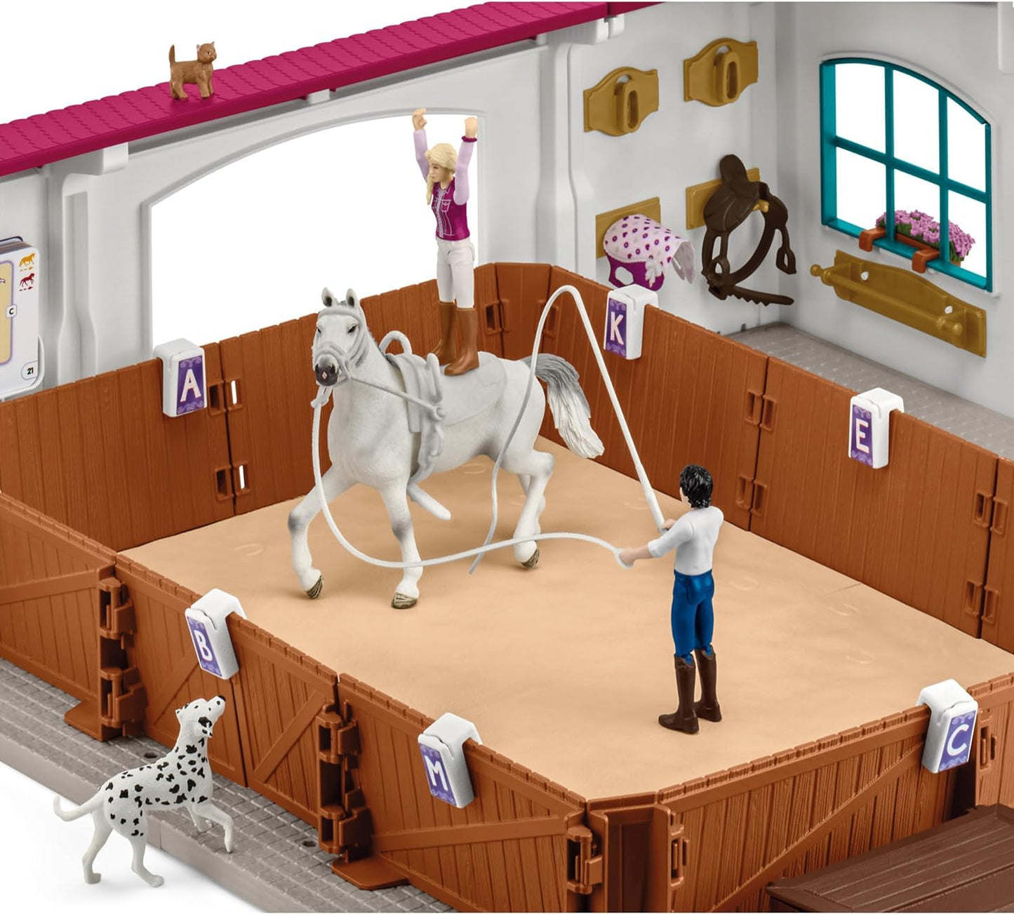 Schleich Horse Club Peppertree Riding Arena 179-Piece Horse Playset With Riding Arena Stable Set, 2 Horses, 3 Horse Rider Figurines And Horse Toys For Girls & Boys Ages 5+, 42639