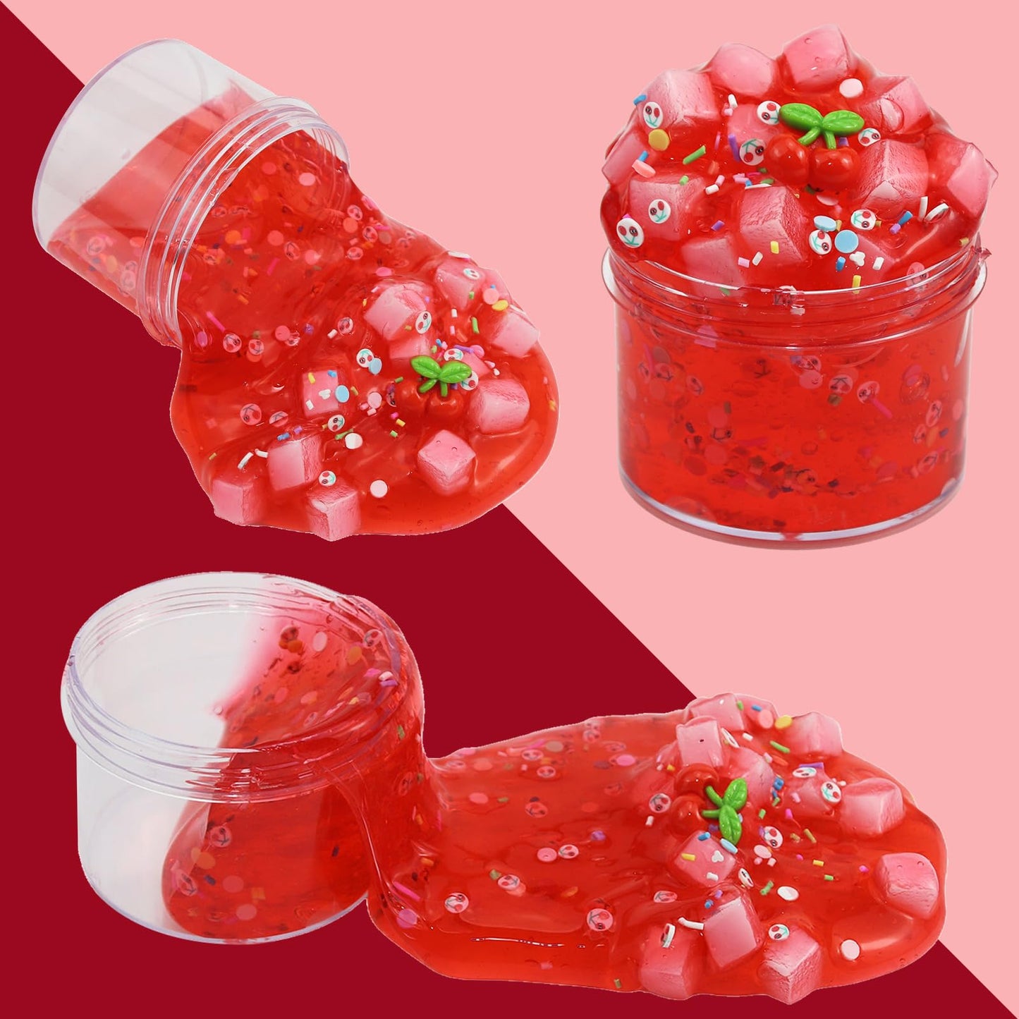 4Pack Jelly Cube Clear Crunchy Scented Slime - Super Soft and Non-Sticky, Pre-Made for Kids Birthday Gift Party Favors