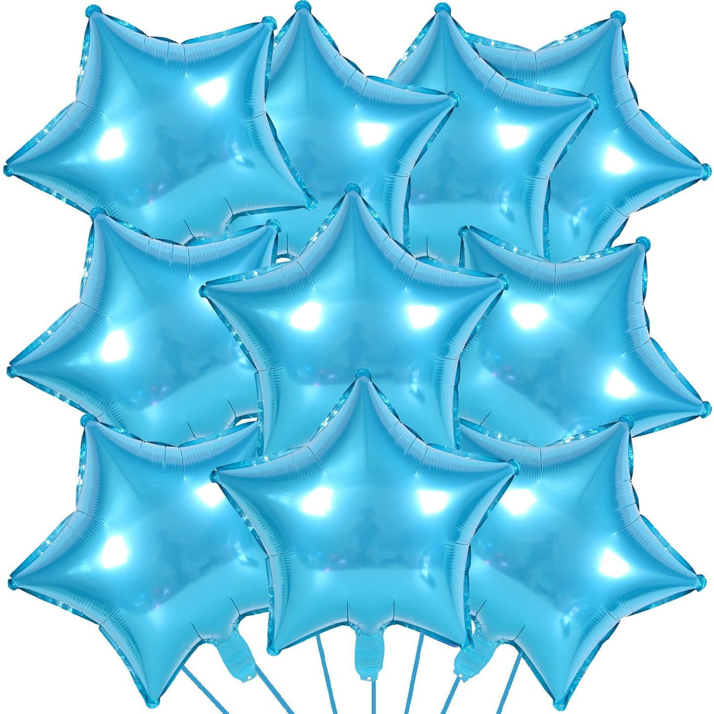 Kalor 18 Inch Light Blue Star Mylar Balloons, 10 Pcs Star Shape Foil Balloon Helium Balloons For Wedding, Baby Shower, Birthday Party Decorations