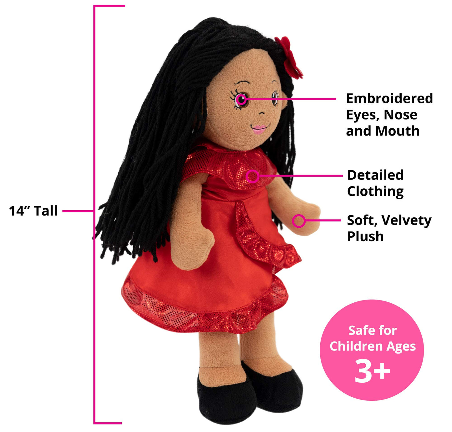 Playtime By Eimmie 14 Soft Baby Doll - Plush Rag Dolls For 2 Year Old Girls & Boys, Toddler & Infants - Washable & Sensory Fab
