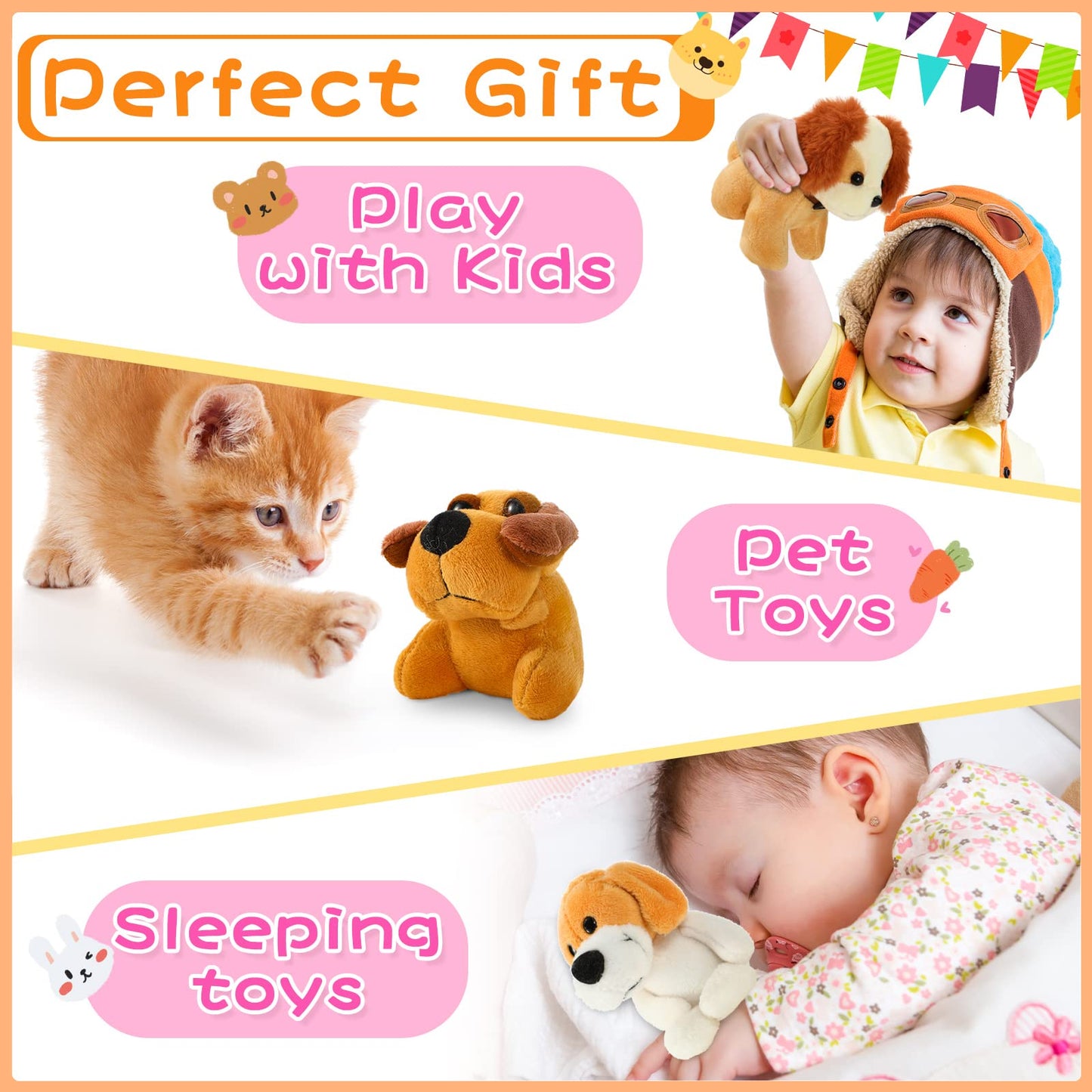 Sumind 9 Pcs Mini Plush Dog Stuffed Animals Bulk Dog Plush Party Favors For Easter Goodie Bag Fillers Baby Show Birthday(Vivid Puppy)