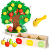 Woodtoe Toddler Fine Motor Skill Toys - Apple Picking Magnetic Fruit Tree Toy | Montessori Wooden Color & Shape Sorting Puzzle |
