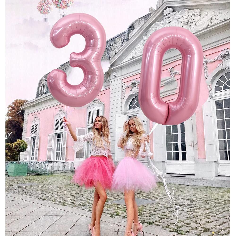 Toniful 40 Inch Light Pink Large Numbers Balloons 0-9, Number 0 Digital 0 Helium Balloons, Pink Foil Mylar Big Number Pastel Bal