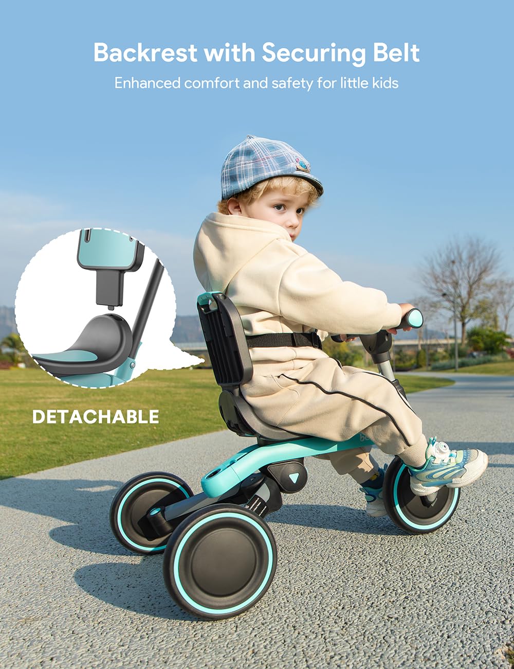 besrey Toddler Tricycle with Parent Steering Push Handle for 1-3 Years Old Girls and Boys, Toddler Bike with Removable Pedals an