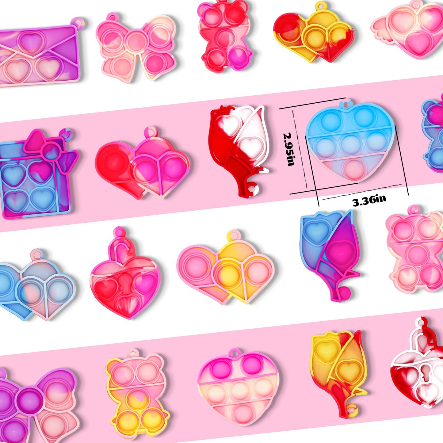 90Pcs Prefilled Cards With Pop Fidget Toys Bulk-Valentines Day, Valentine Exchange For Classroom, School Party Favors For Kids,