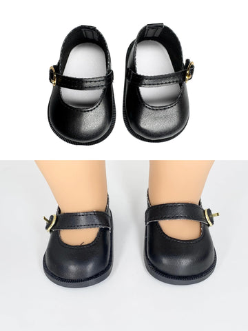 18'' American Doll Shoes- Mary Jane Matte Black, Red, White, Pink, Shiny Black Shoe (18'' Doll, Matte Black)