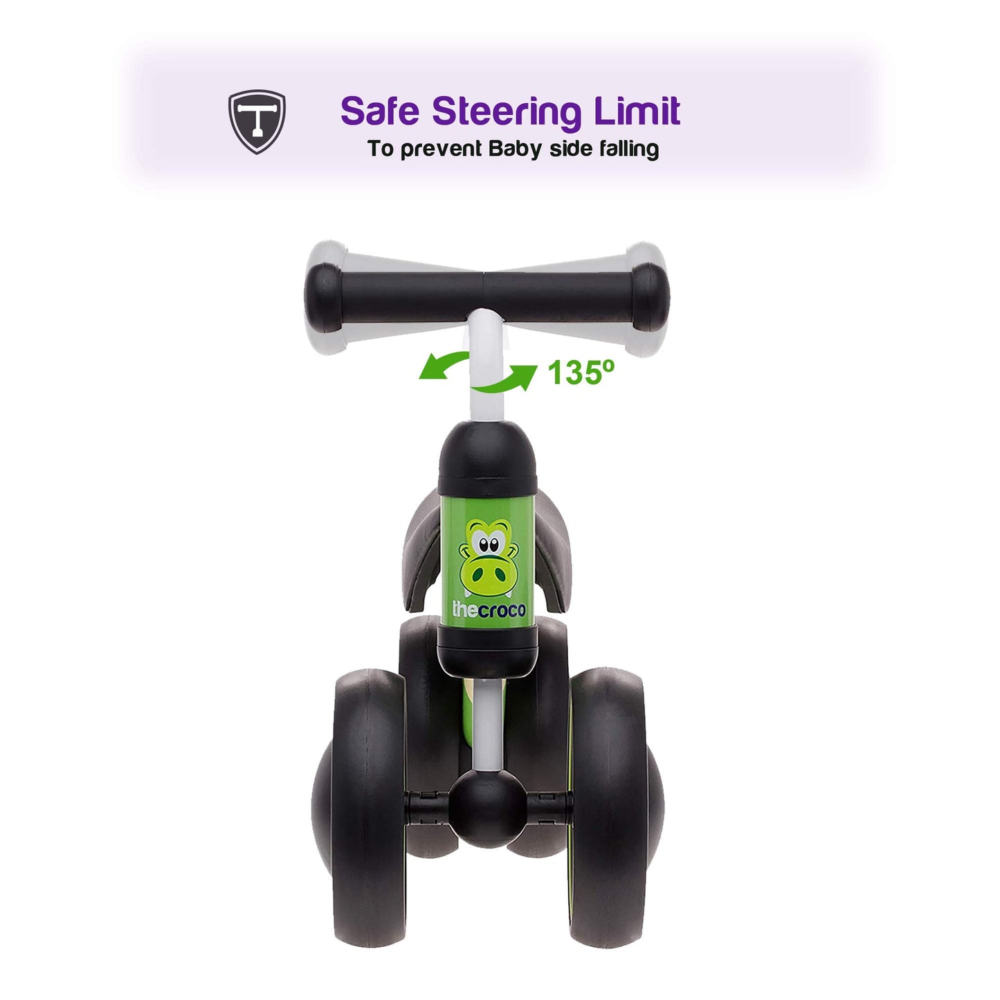 The Original Croco Ultra Lightweight And Sturdy Balance Bike.3 Models For 2, 3, 4 And 5 Year Old Kids. Unbeatable Features. Toddler Training Bike, No Pedal (Dino Green, Baby 8 Inch)