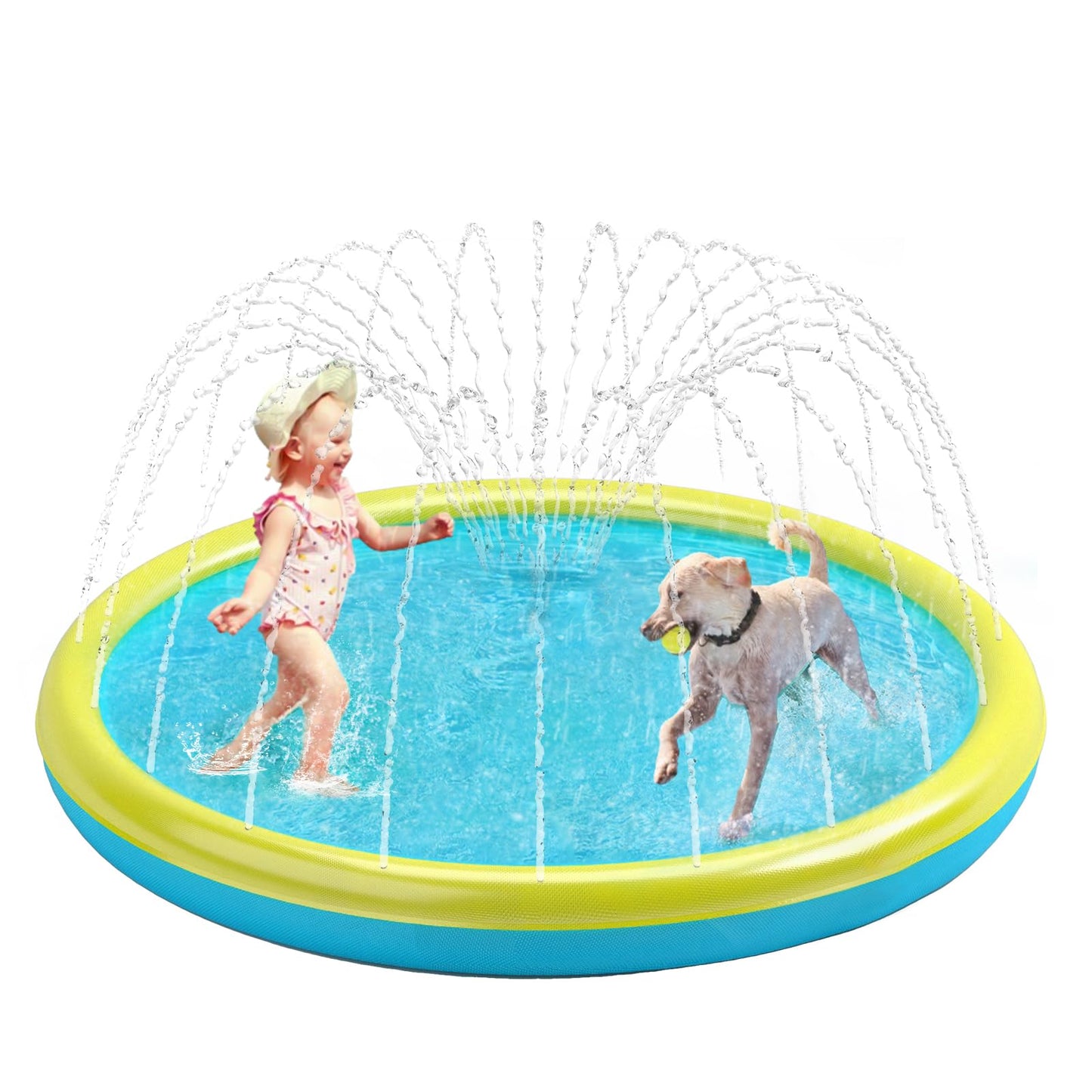 Heeyoo Splash Pad For Kids, Non-Slip Splash Pad For Toddler Summer Outdoor Water Toys, Sprinkler Pool For Kids Outdoor Play, Scr