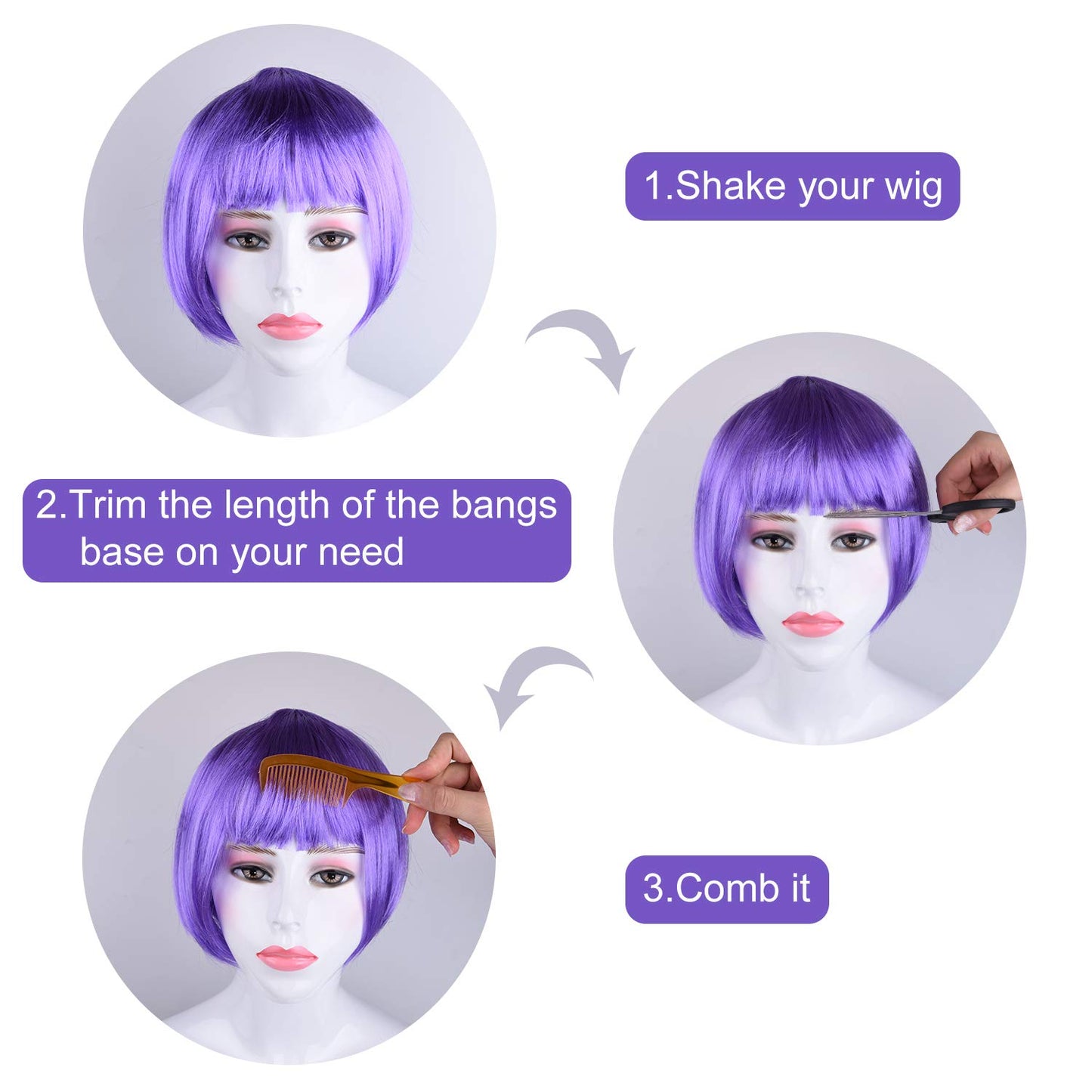 Kuuqa 14Pieces Party Wigs & Sunglass Set,Neon Short Bob Wig Sunglass Pack Costume Colorful Cosplay Wig Daily Party Hairpieces Fo