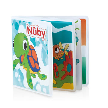 Nuby Bath Fun Time Book - Waterproof Pages, Surprise Squeaker, 1 Count, White, Model 4755