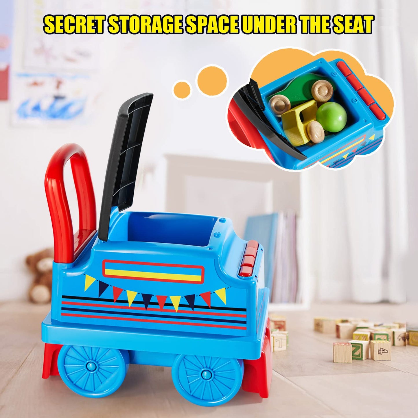 Train Carriage For Joyldias Ride On Train With Music, Stories, Storage And Handle, Blue