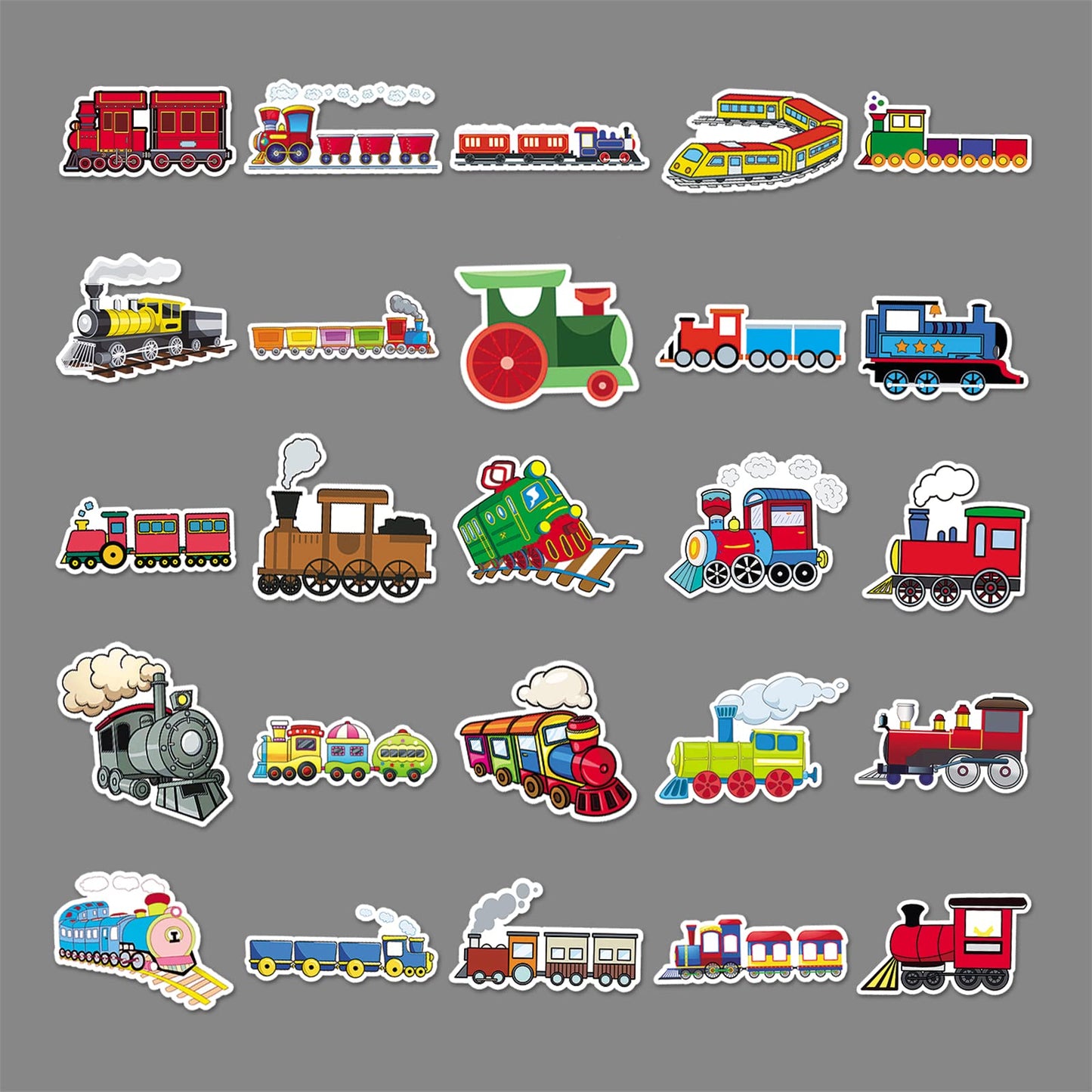 100 Pcs Train Stickers, Vinyl Waterproof Train Stickers For Water Bottles, Laptop, Notebook, Scrapbook, Luggage, Cell Phone, Ska