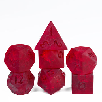 UDIXI Red Cracked Glass Dice Set D&D, 7 Piece Glass Polyhedral DND Dice for Dungeons and Dragon Tabletop Game