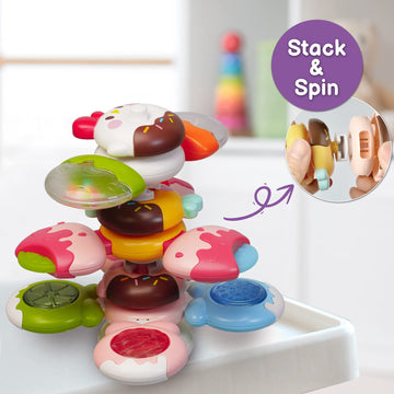 Likee Strong Suction Cup Fidget Spinnerz Sensory Bath Toys For Baby 12 18 Months Airplane Car Travel Table & Window Toys For 1 2