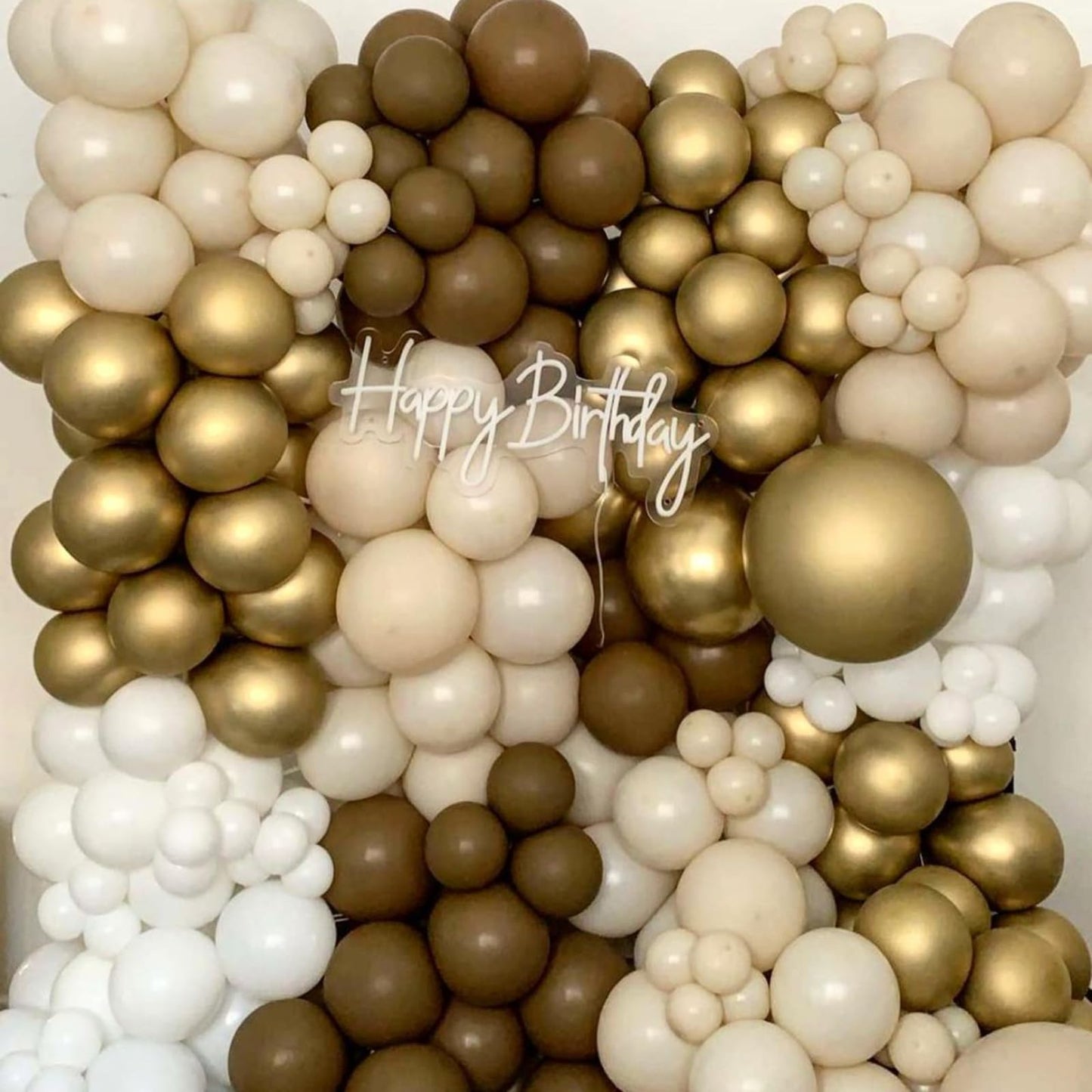 Brown And Gold Balloons, 60Pcs 12 Inch Brown Sand White And Nude Balloon Set With Metallic Gold Confetti Balloons, Latex Helium Balloons For Birthday Wedding Graduation Anniversary Party Decorations