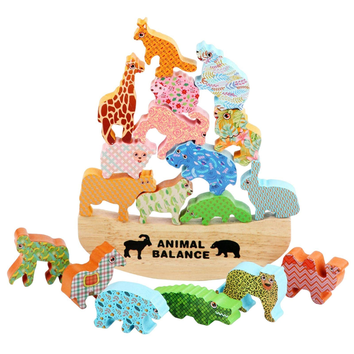 Atorse Wooden Balancing Game Preschool Learning Toys Fine Motor Skill Toys Gifts