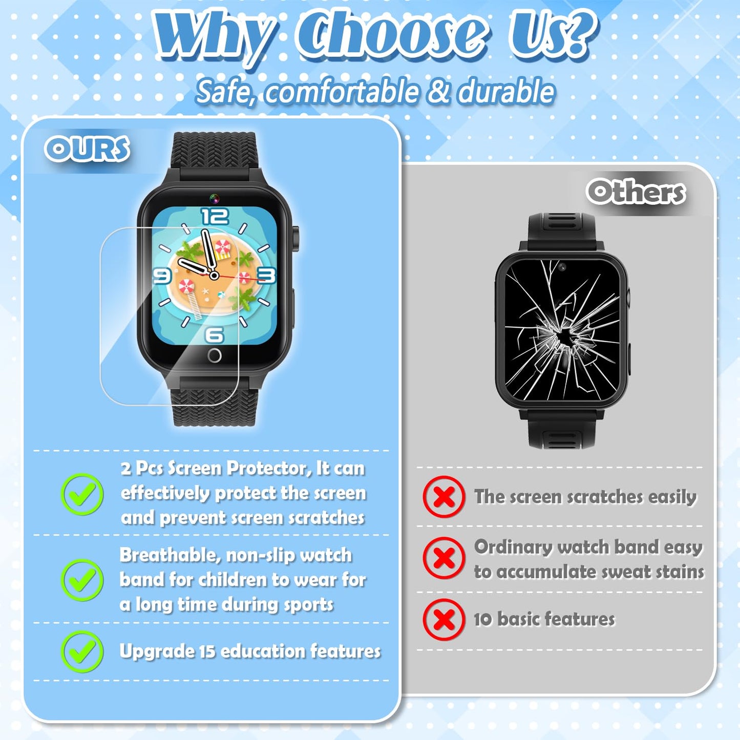 Tywop Smart Watch For Kids Girls Age 3-12 With 26 Puzzle Games Hd Video Camera Touchscreen Music Player Learning Cards Storybook Pedometer Metal Case Kids Watch Toy Birthday Gifts