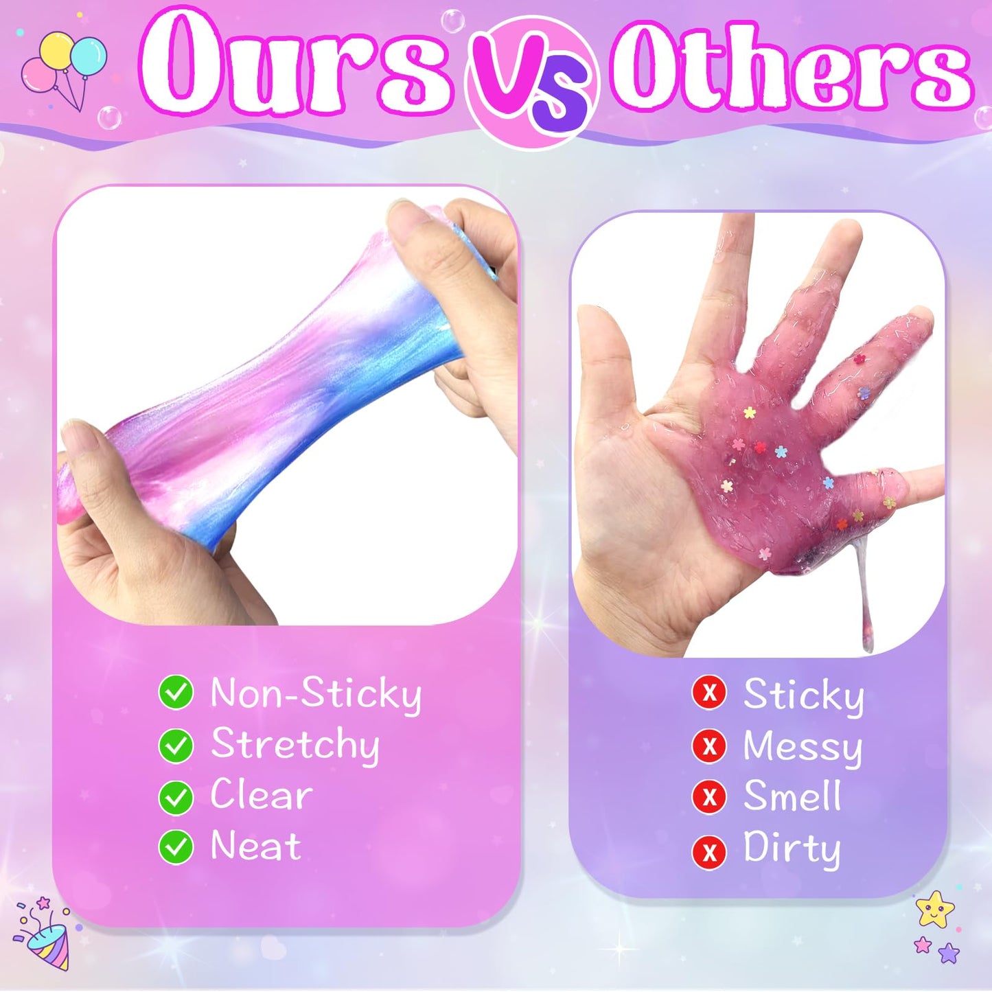 24 Pack Unicorn Slime Party Favors For Kids Slime Cup Bulk Diy Stress Relief Putty Toy Stretchy Non-Sticky Christmas Easter Birt