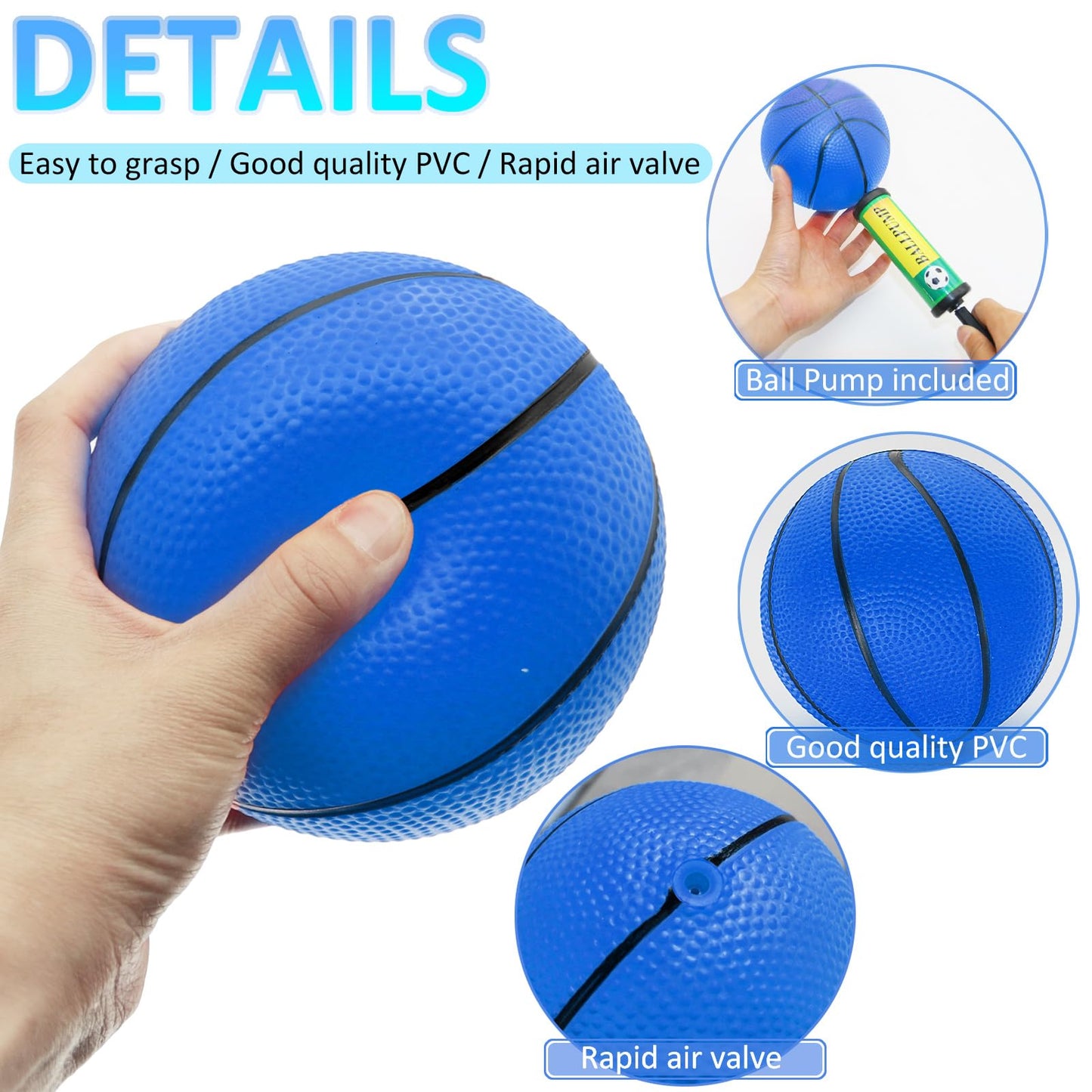 18Pcs 5'' Mini Basketball Balls Bulk Small Basketball Set, PVC Small Basketball for Over The Door Basketball Hoop Games Party Fa
