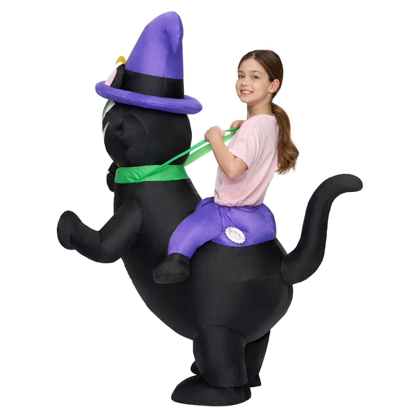 Spooktacular Creations Kids Inflatable Costumes, Riding A Black Cat Inflatable Costume, Kitty Blow Up Costumes For Halloween Costume Cosplay Themed Parties