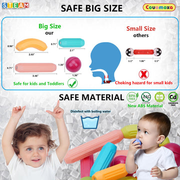 Couomoxa 132 Pcs Magnetic Building Blocks Toy-Stem Construction Building Set Learn Resource For Toddler Kids Magnet Toys For 3+ Year Old Montessori Toys For 2-6 Year Old Girl Boys Birthday Gift