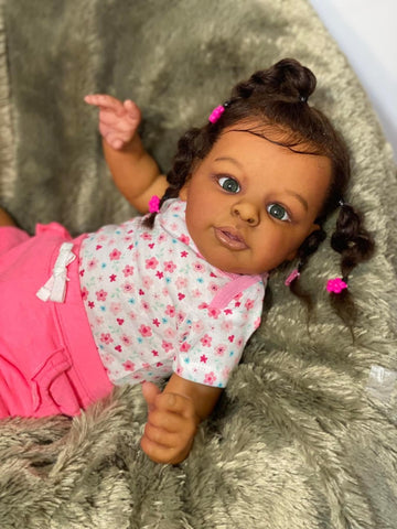 Reborn Baby Dolls Black Girl 23 Inch Soft Body Realistic-Newborn Anatomically Correct Real Life Baby Dolls African American Long