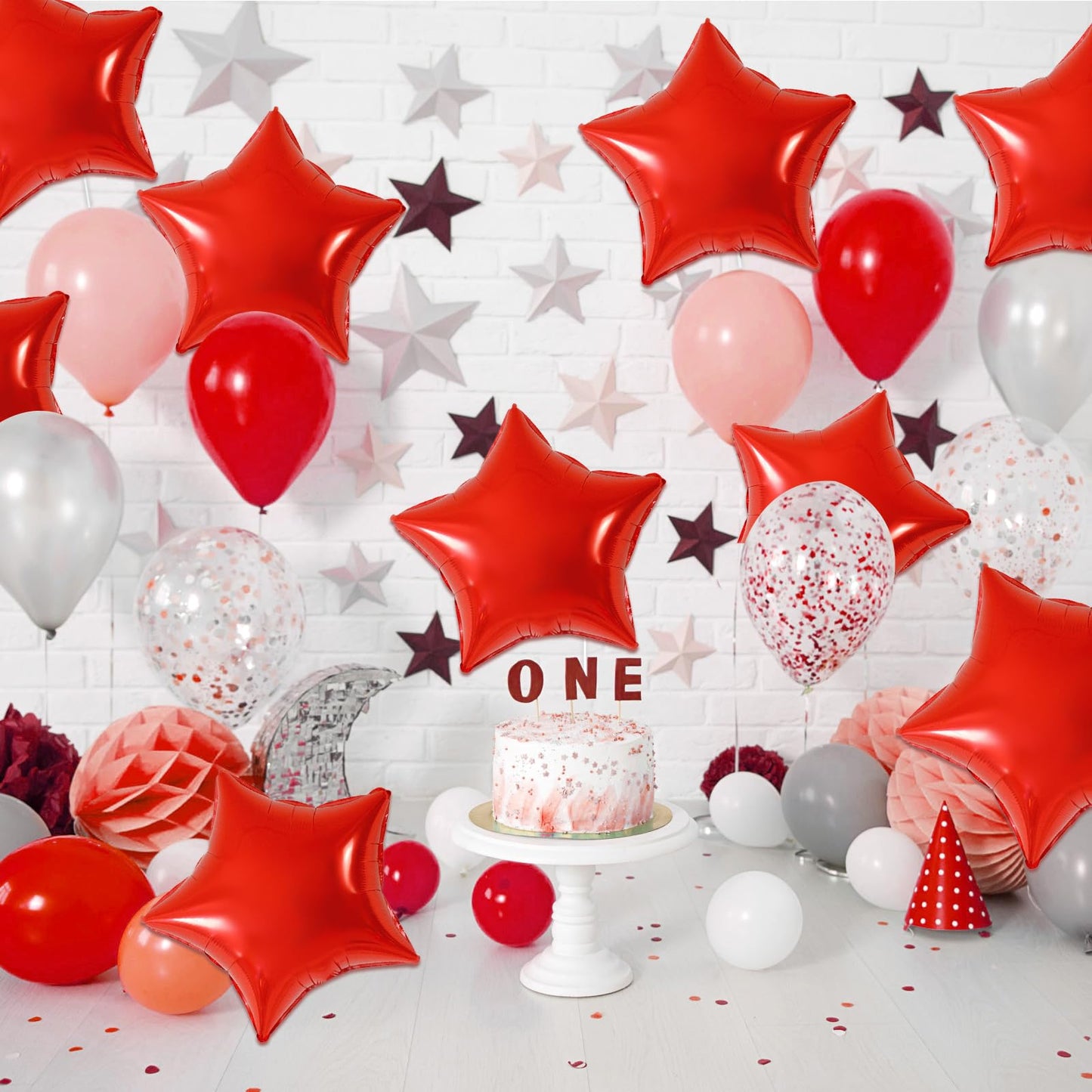 Red Star Foil Balloons, 18 Inches Star Foil Balloons For Helium, 10 Pcs Red Star Birthday Balloons For Birthday Party Graduation