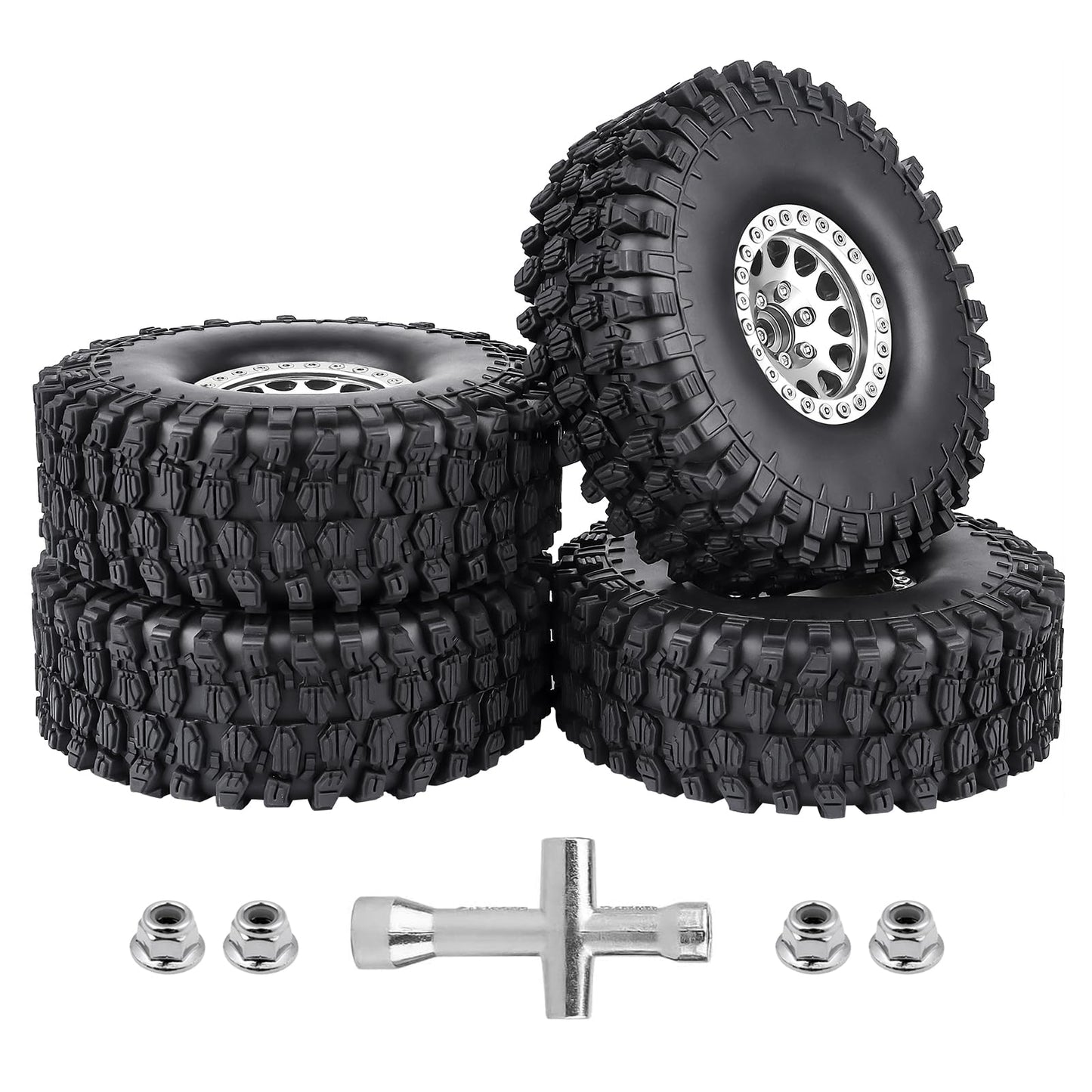 Crazyhobby Aluminum 1.9 Beadlock Wheels And Tires For Traxxas Trx4 Axial Scx10 Ii Iii Rr10 Wraith Redcat Gen 8 Gen 7 Rc4Wd 1/10