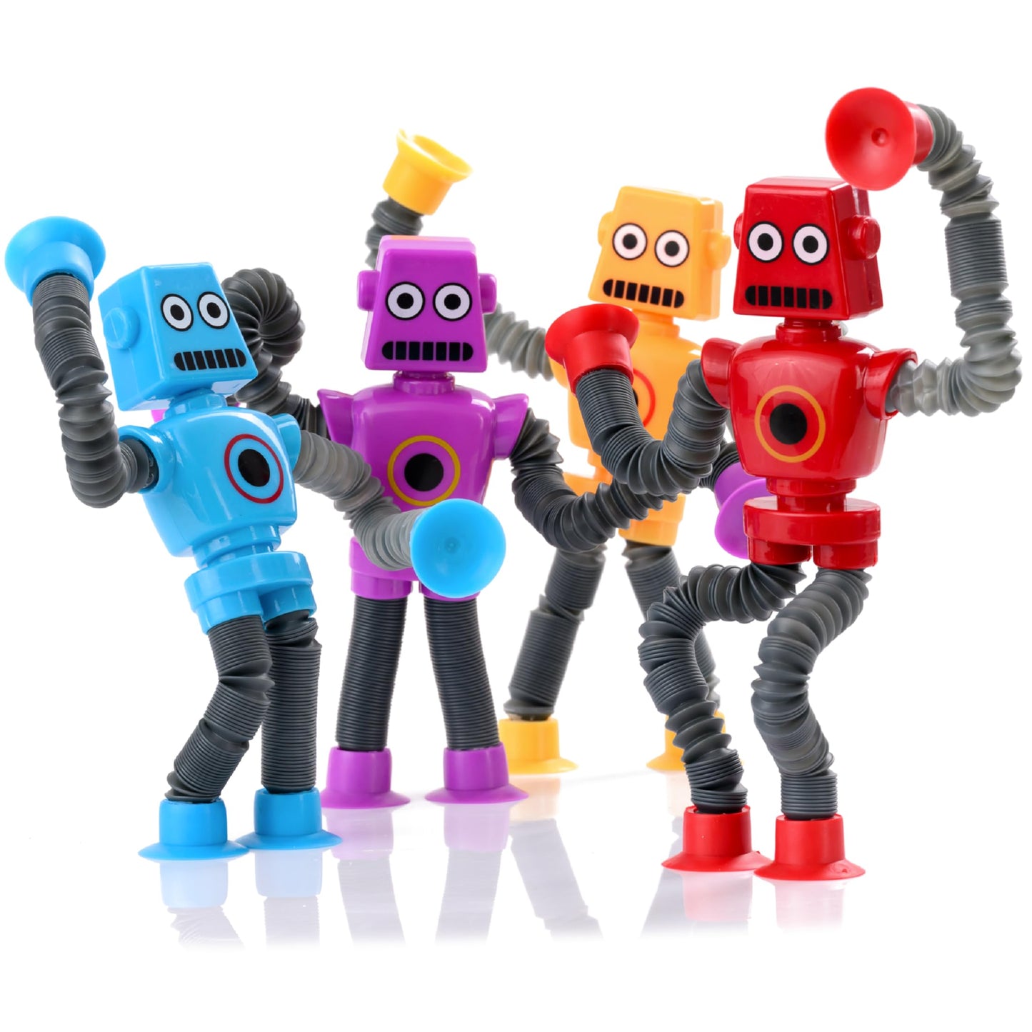 Nutty Toys Sensory Robot Toys 4Pk - Top Pop Tubes Fidget 2025 For Adhd Autism Ages 3 4 5 6 7 8 9 10, Best Kids Travel Idea, Unique Easter Basket Stuffers For Boys Girls Toddlers & Tweens Gifts