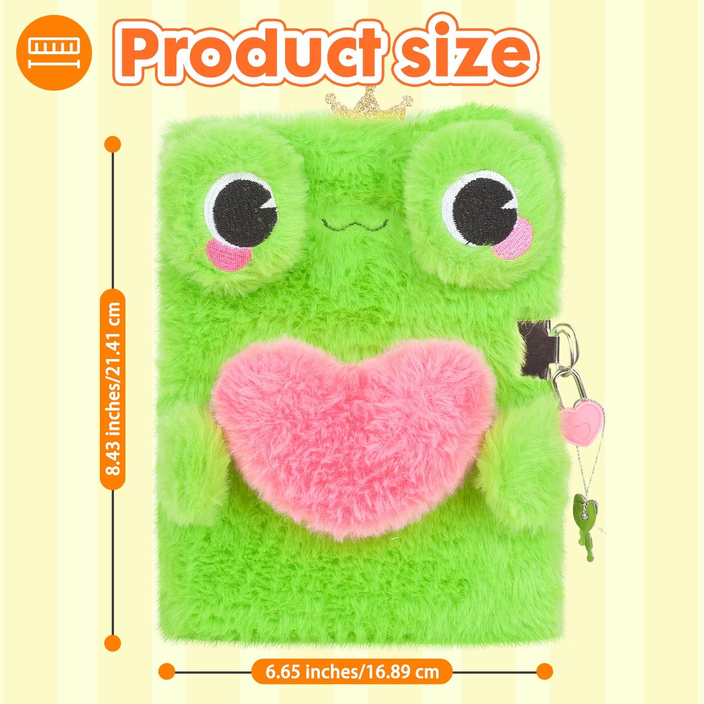 Frog Diary for Girls with Lock Plush FrogToys Gift for Teen Girls Kids Writing Journal Notebook Birthday Gifts for Little Girls Ages 5 6 7 8 9 10-12 Year Old