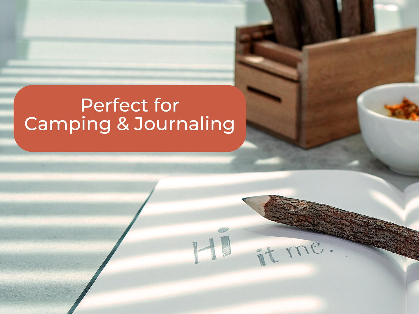 BSIRI Black Pencils Wood Pack of 12 in 7 Inch Tree Bark Wooden Favors in Rustic Twig Pencils Unique Gifts Camping Lumberjack Dec