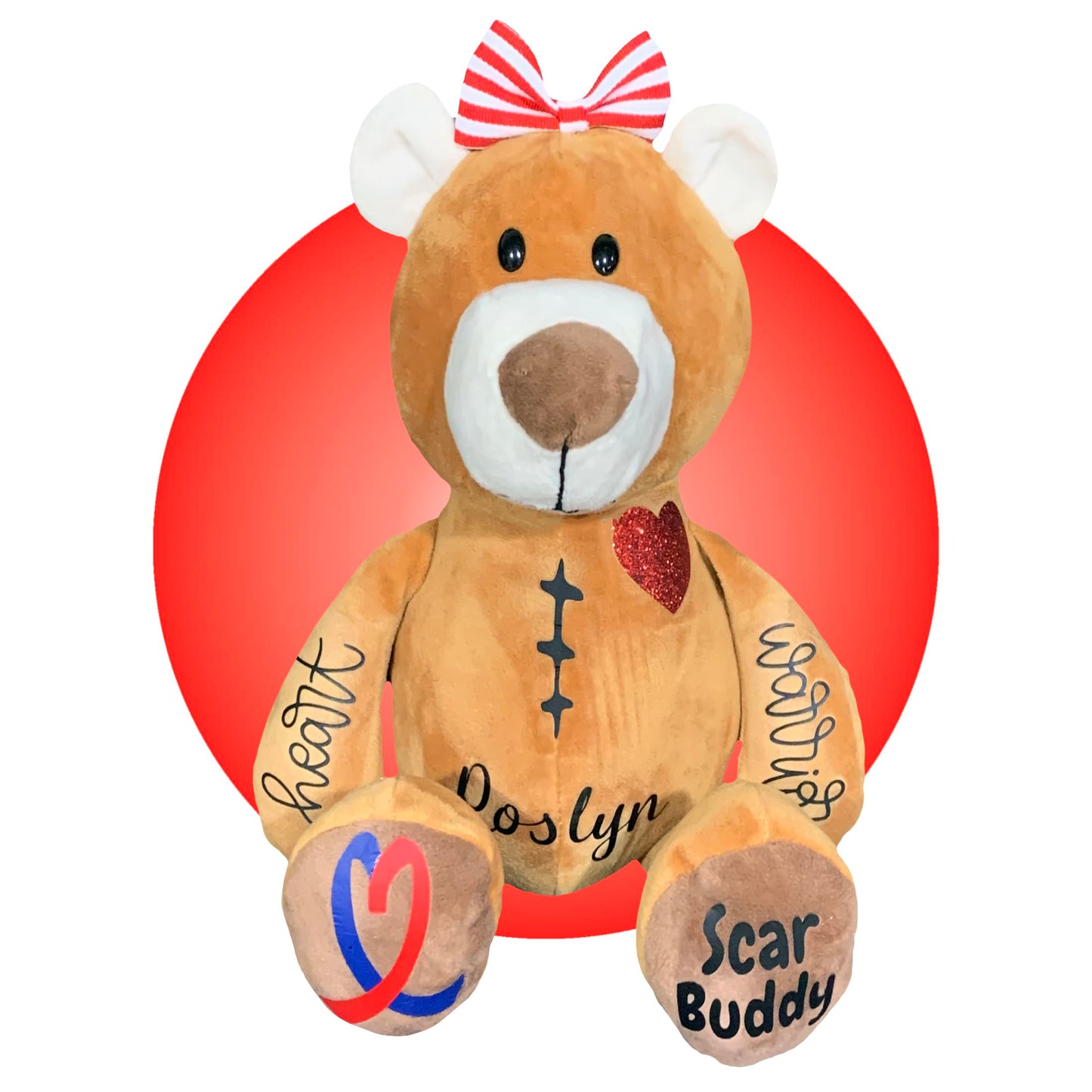 Personalized Heart Warrior Teddy Bears - Baby Heart Surgery Gift - Open Heart Surgery Bears - Custom Scar Buddy - Chd Awareness