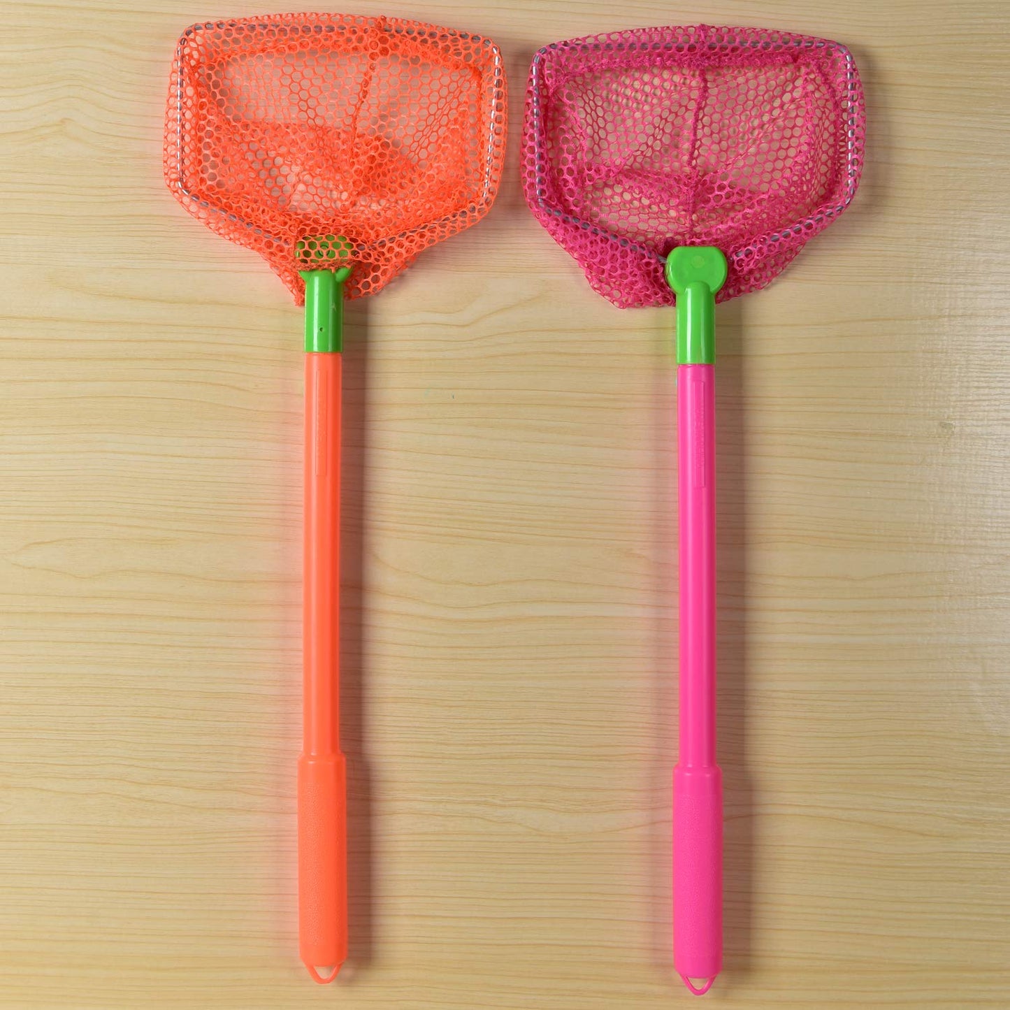 Coopay 4 Pieces Kids Fishing Net Catching Bug Nets Fish Butterfly Nets Beach Toys For Kids Outdoor Playing (Orange, Rose Red)