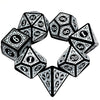 Carving in White Black DND Dice Set for Board Game