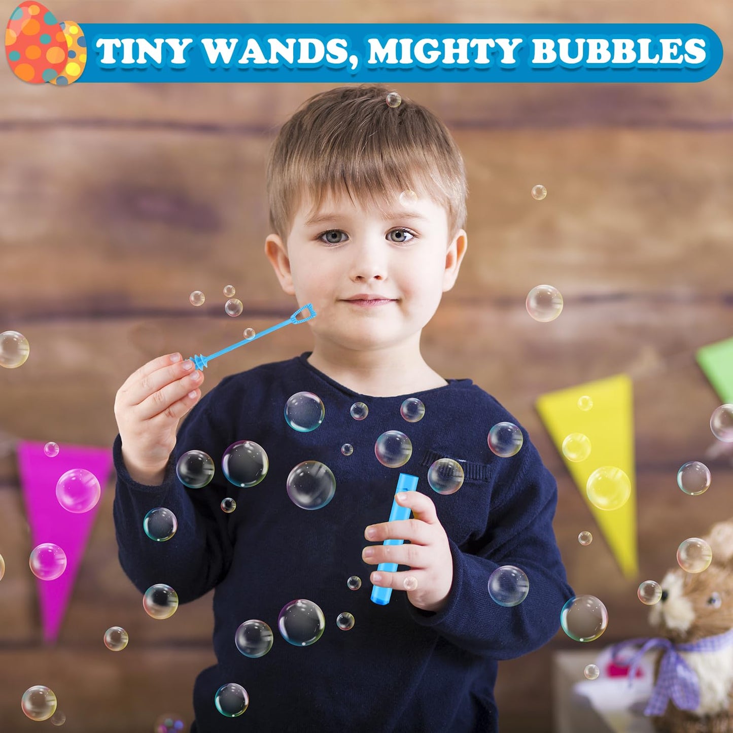 20 Pack Easter Mini Bubbles Wands Toys Gifts For Toddlers, Small Stuff Party Favors For Kids Easter Basket, Non Candy Goodie Gif