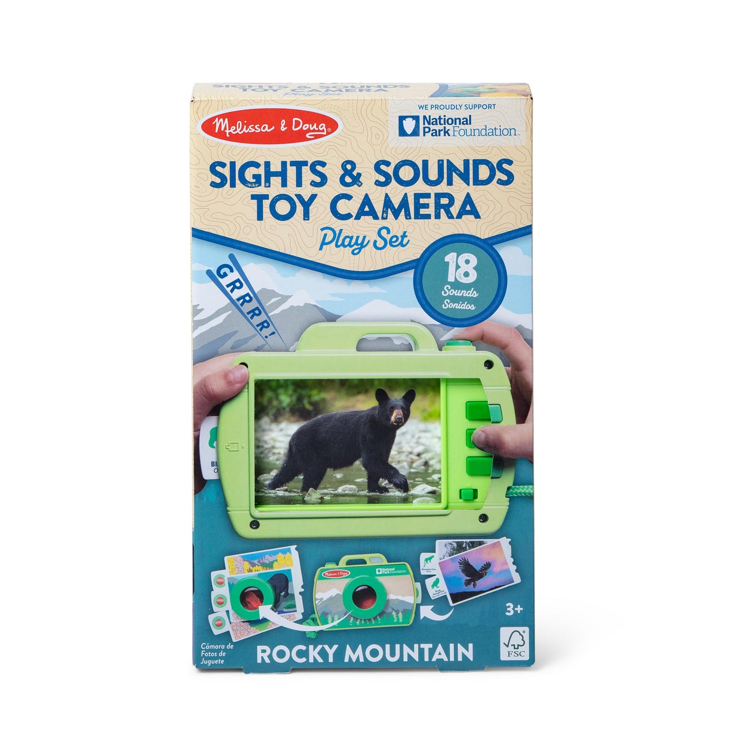 Melissa & Doug Rocky Mountain National Park Sights and Sounds Wooden Toy Camera Play Set - FSC Certified
