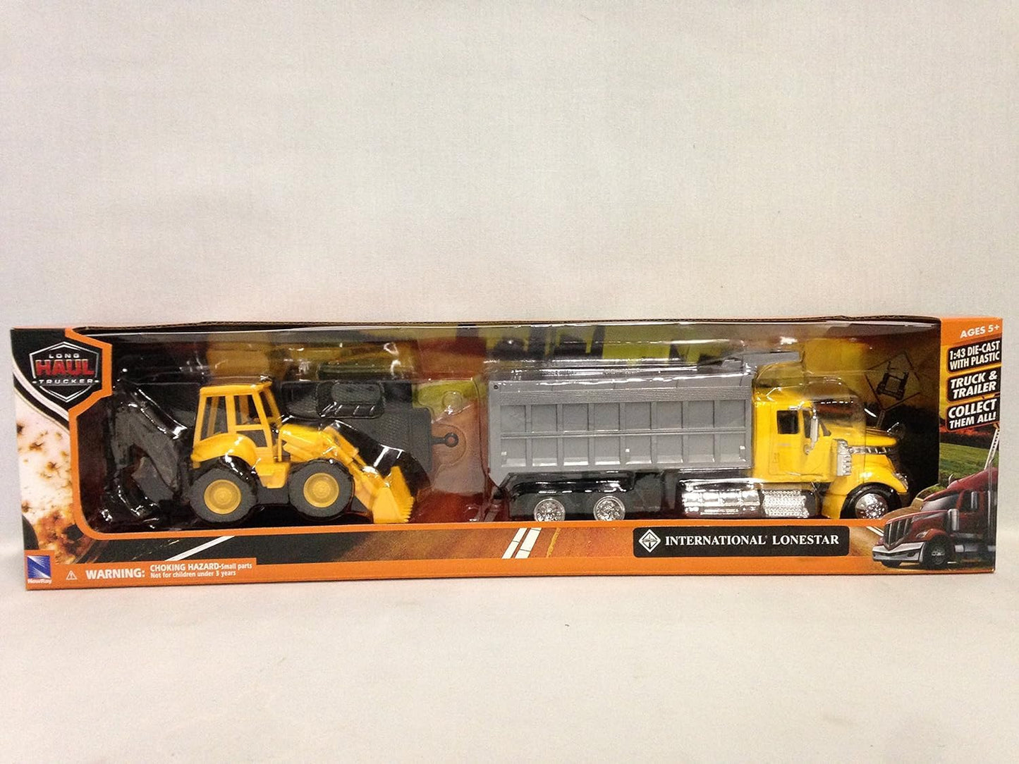 New Ray International Lonestar, Dump Truck W/Wheel Loader 1:43 Scale 18' Diecast Toy #16633 Yellow