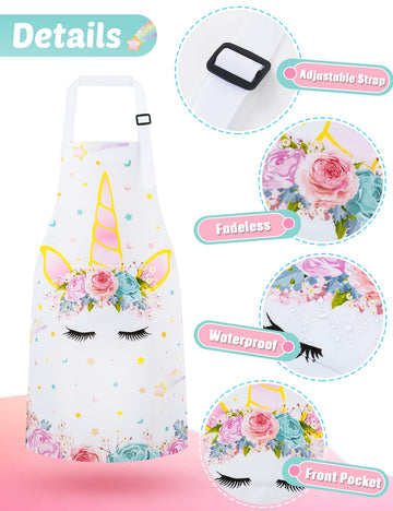 Wernnsai Rainbow Unicorn Toddler Aprons - Kids Aprons For Girls Toddler Paint Art Smock Waterproof Cooking Baking Painting Gardening Artist Chef Apron For Kids Age 2-5 Years