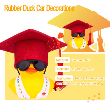 CoFuBcad Graduation Ducks Car Dashboard Decorations 2Pack Rubber Duck Car Ornaments with Mini Graduation Hats Sashes Glasses
