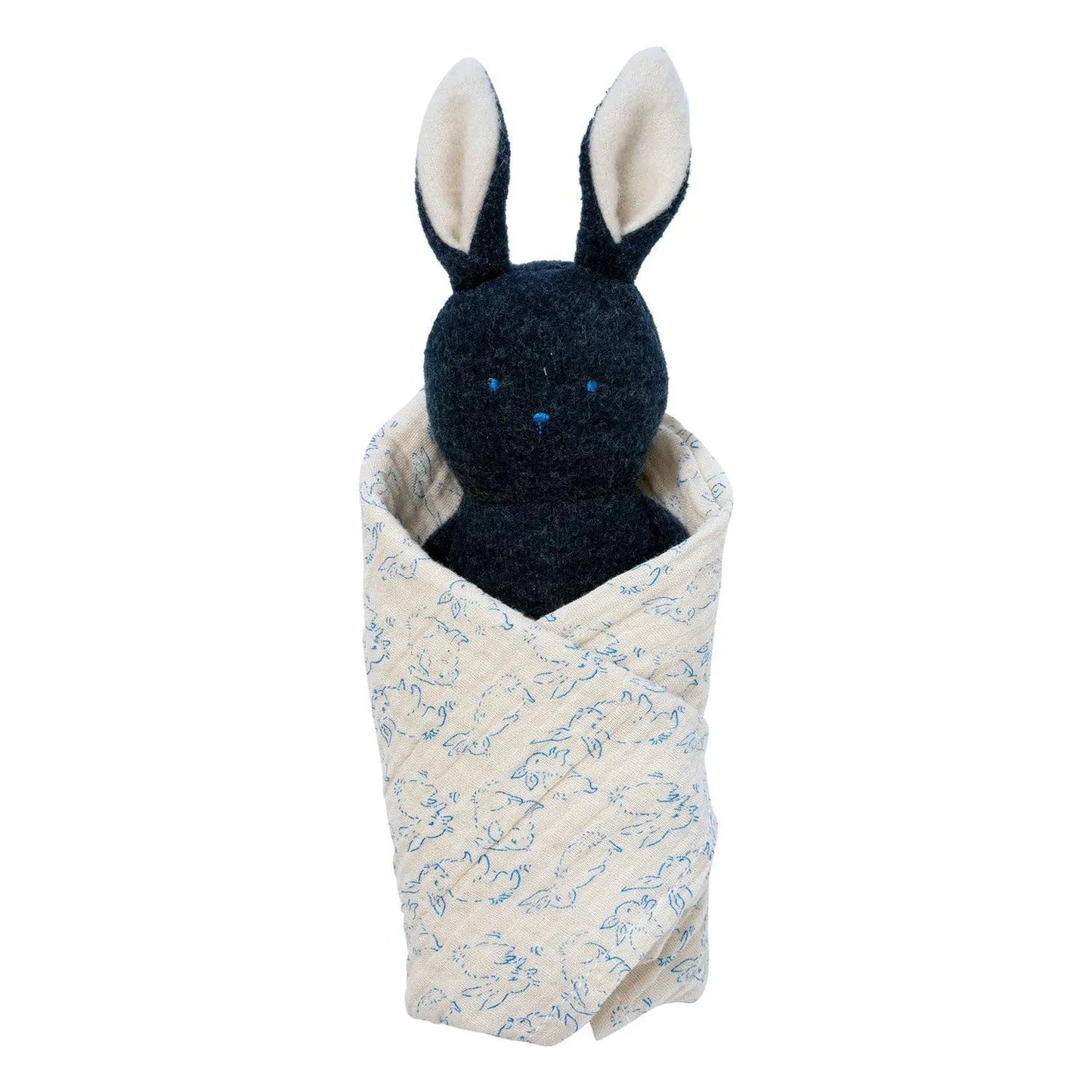 Manhattan Toy Embroidered Plush Bunny Baby Rattle + Soft Cotton Burp Cloth, 16 X 16 Inches