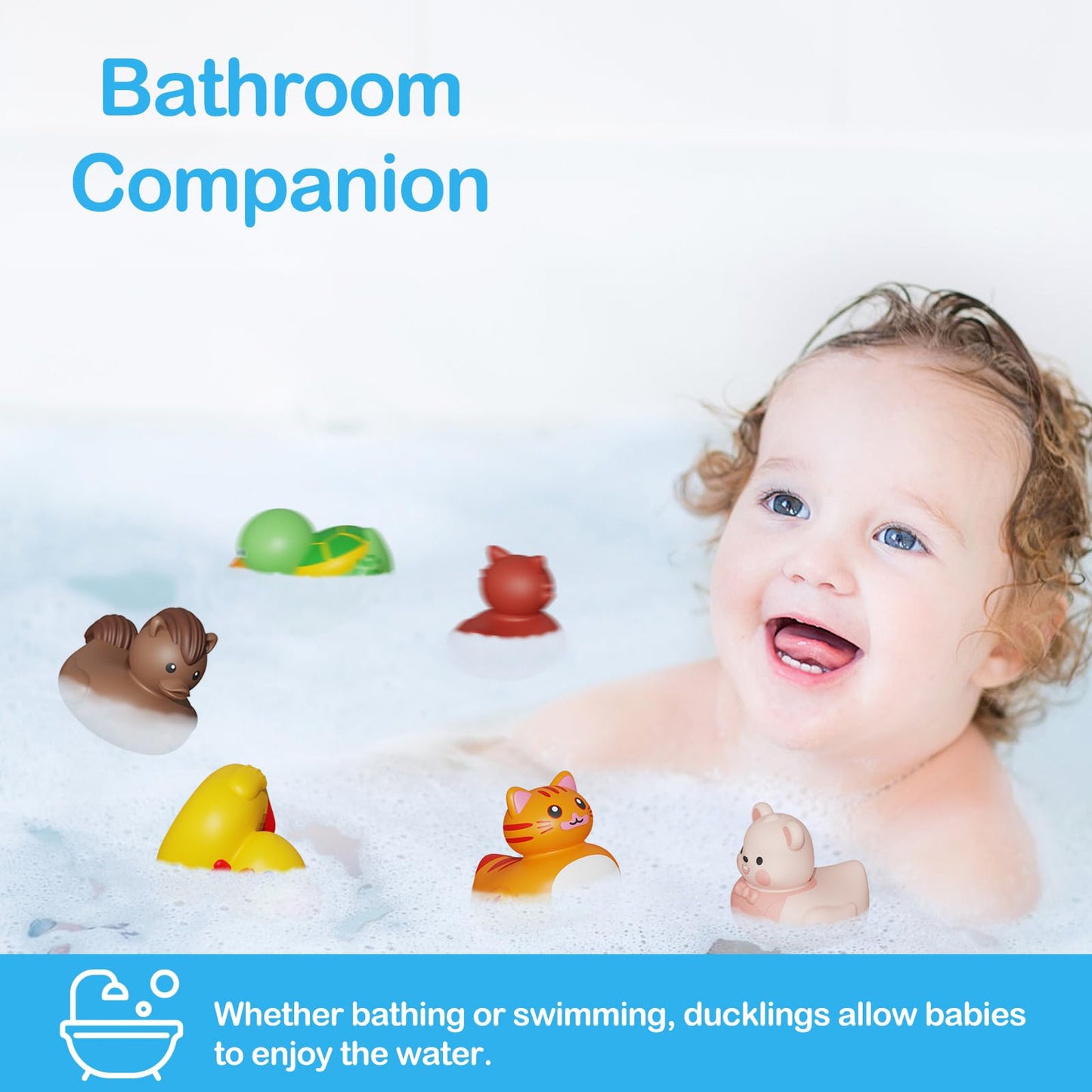 25Pcs Rubber Ducks,Toddler Bath Toys,No Hole Bathtub Toys,Baby Pool Toys For 18 Months And Older