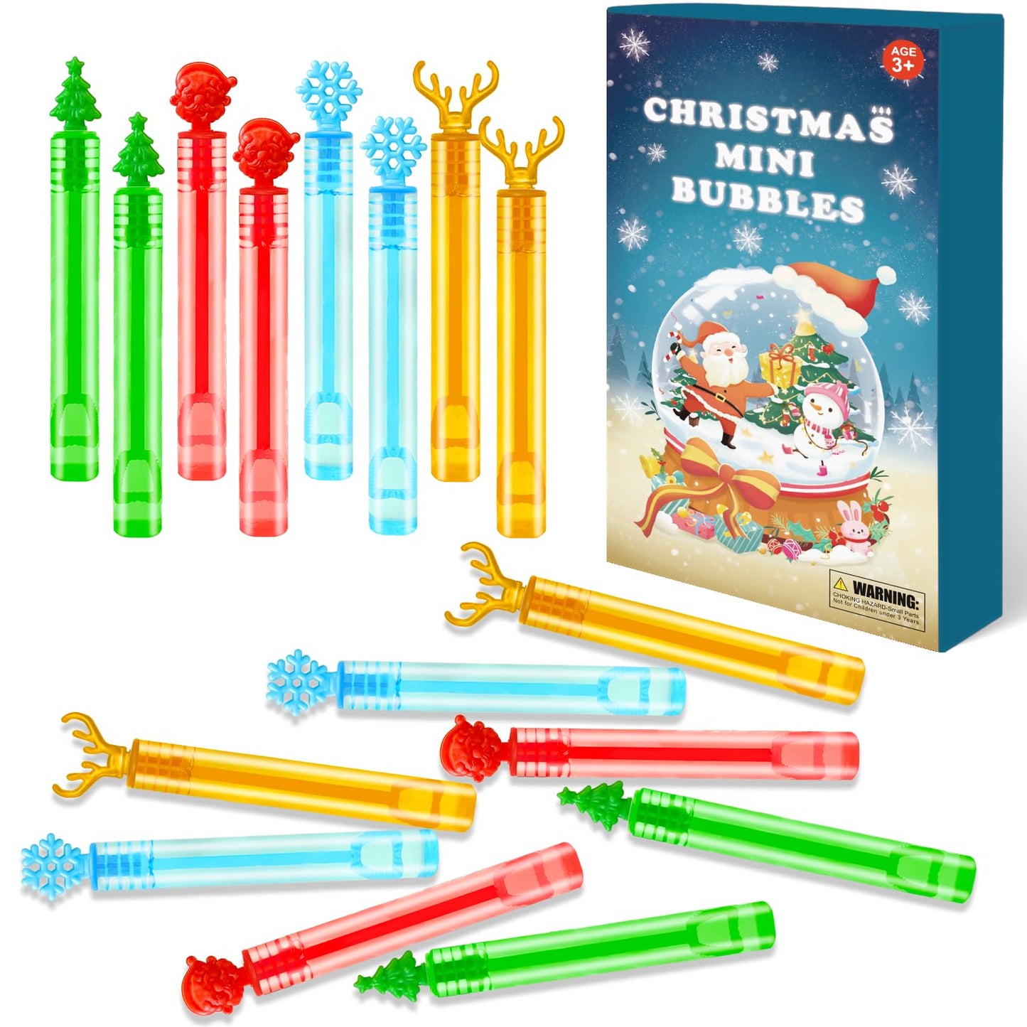 Christmas Mini Bubbles Wand Toys Gifts for Toddlers 20 Pack, Christmas Party Favors Supplies Goodie Bags Stocking Stuffers Fille