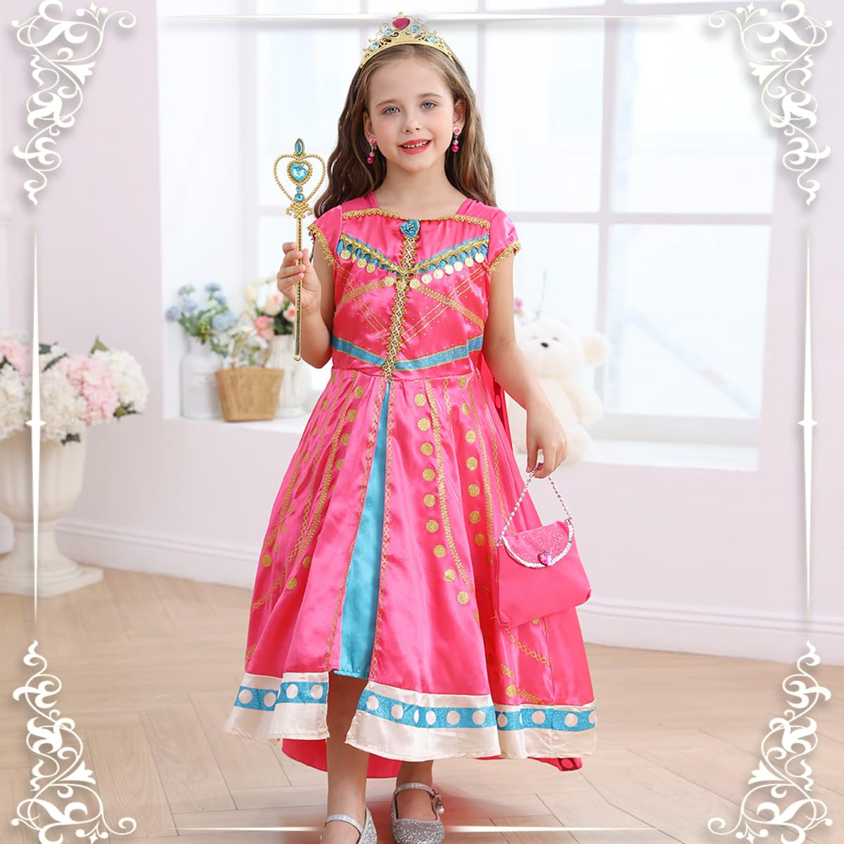 Itvti Princess Arabian Costume For Little Girls Kids Jasmine Dress Up Halloween Party Outfit, 2-3 Years