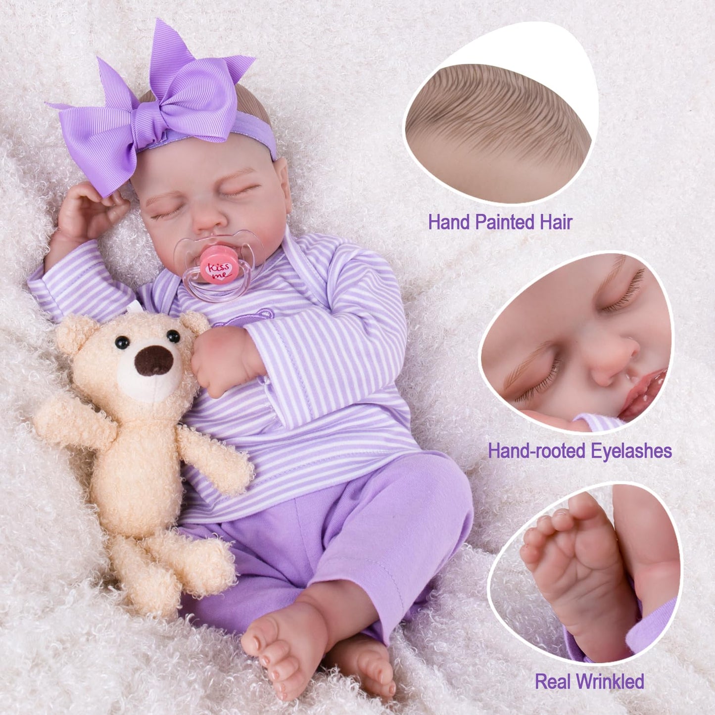 Aori Lifelike Reborn Baby Dolls - Realistic Baby Girl Dolls 20'' Newborn Sleeping Baby Girl With Doll Accessories