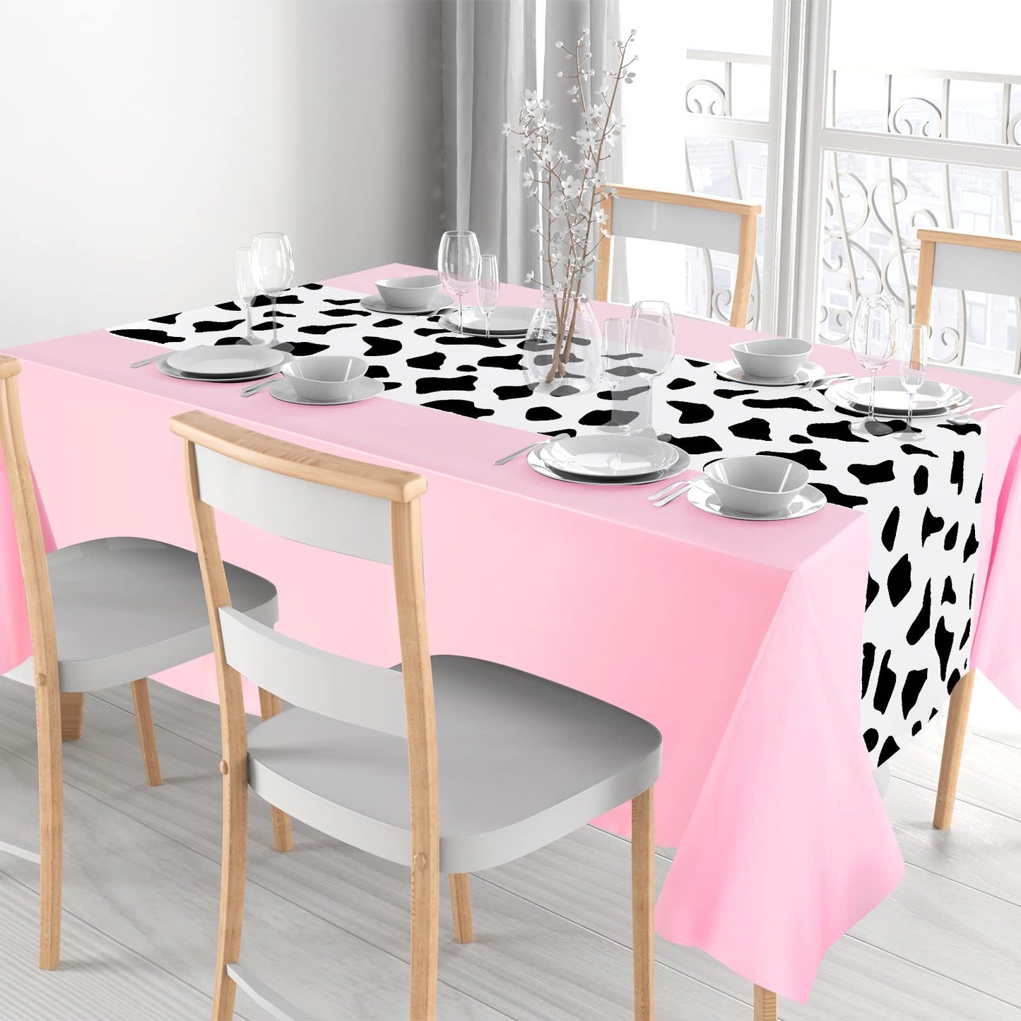 Oudain 12 Pcs 54 X 108 Inch Cow Table Cloths For Party Cow Tablecloth Paisley Table Runner Table Cover Rectangular Birthday Part