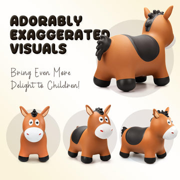 VangeBow Bouncy Horse - Inflatable Jumping Animal Hopper for Kids 3+, Black Saddle, PVC Material, Pump Included, Perfect Birthday Gift